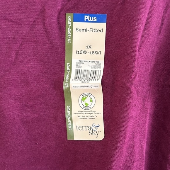 🆕2 Terra & Sky Women's semi-fitted Plus Size V-Neck Short Sleeve shirts size 1X - Picture 5 of 12